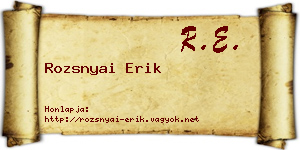 Rozsnyai Erik névjegykártya